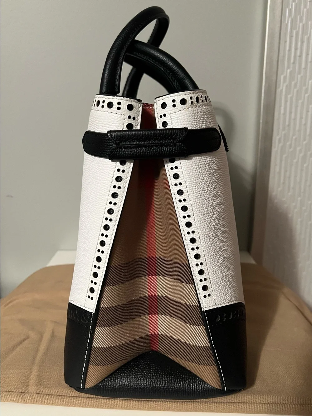 Burberry Black & White Leather Tote